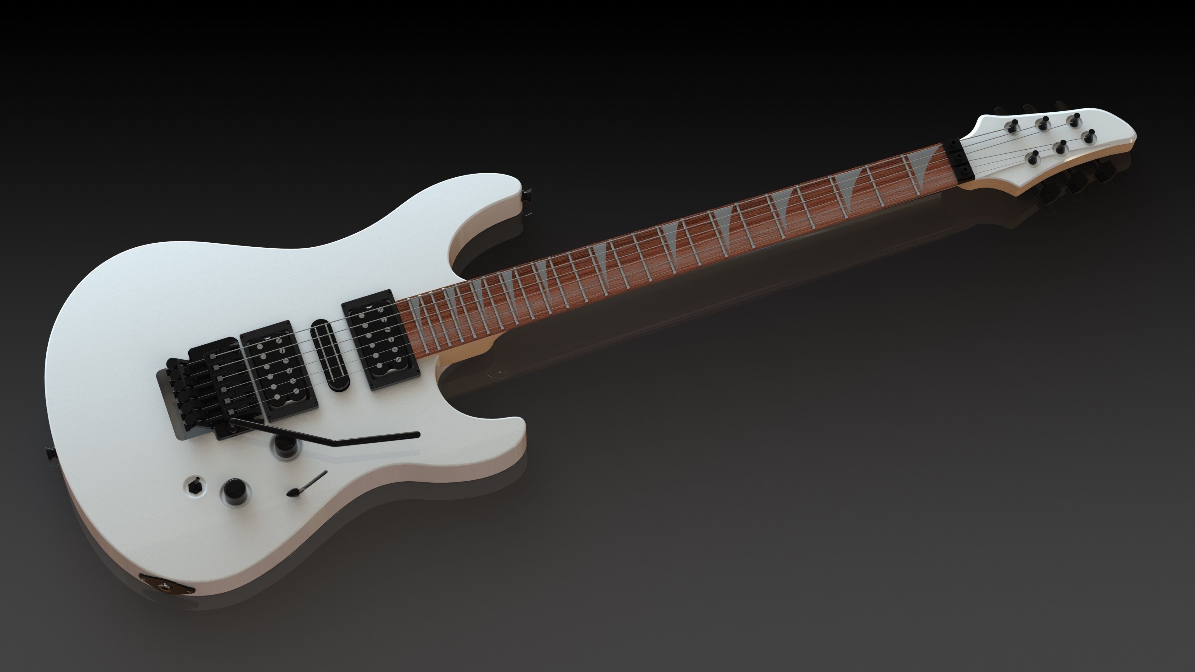 Detailed Electric Guitar 3D Model .sldprt .sldasm .slddrw