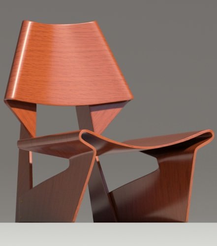 Greette jalk Style chair White Wood 3D Model .max