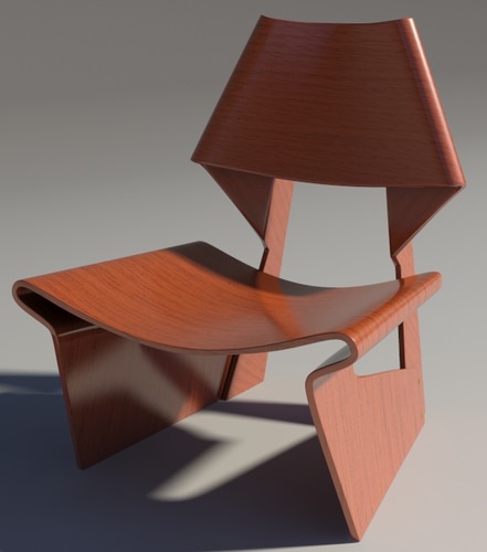 Greette jalk Style chair White Wood 3D Model .max