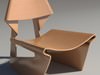 Greette jalk Style chair White Wood 3D Model