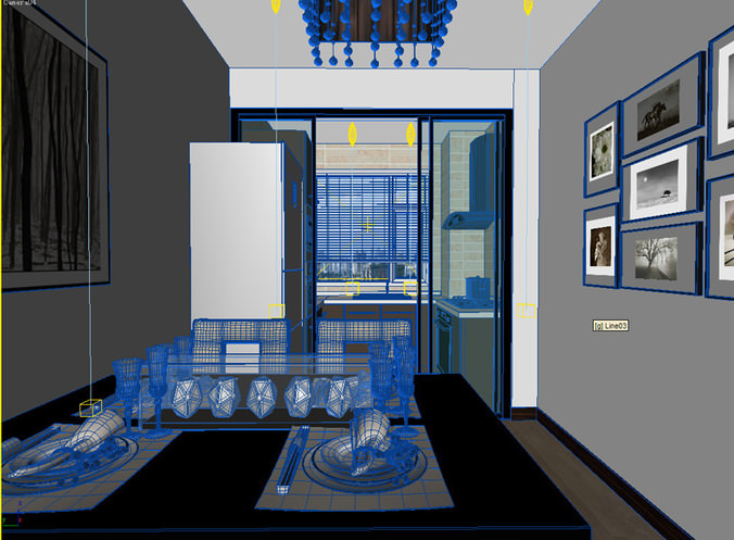 Living and Dining Room 01 3D Model .max