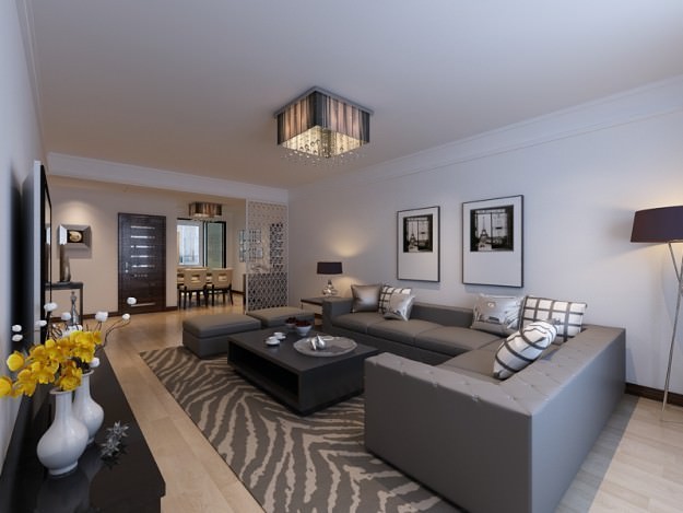 Living and Dining Room 01 3D Model .max