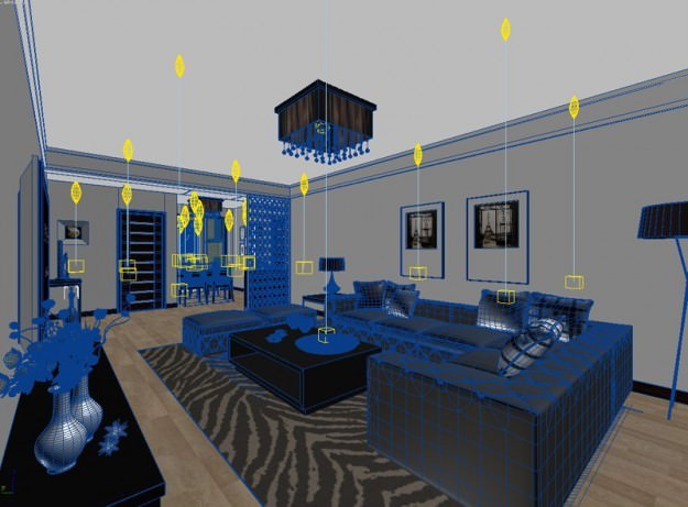 Living and Dining Room 01 3D Model .max