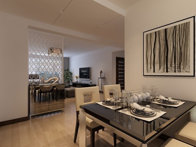 Living and Dining Room 01 3D Model .max