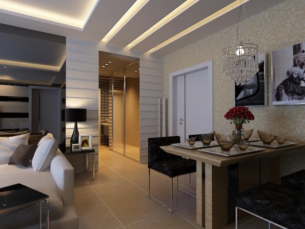Living and Dining Room 02 3D Model .max