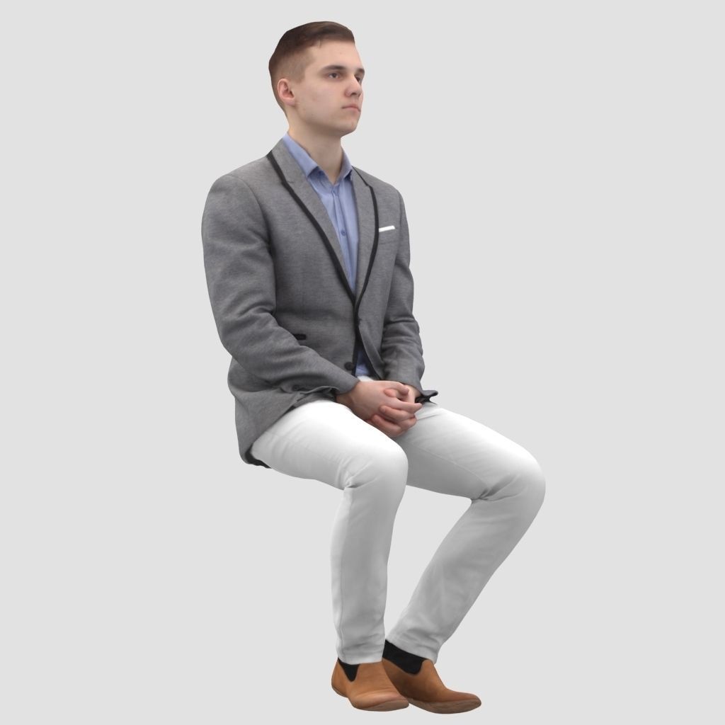 Justin Sitting 1 - 3D Human Model 3D Model .max .obj .3ds ...