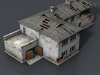 Wrecked House with Interior Low Poly