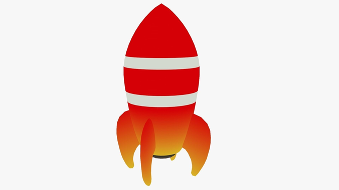 Cartoon rocket 1 3D Model Game ready .obj .3ds .fbx .blend .dae .mtl