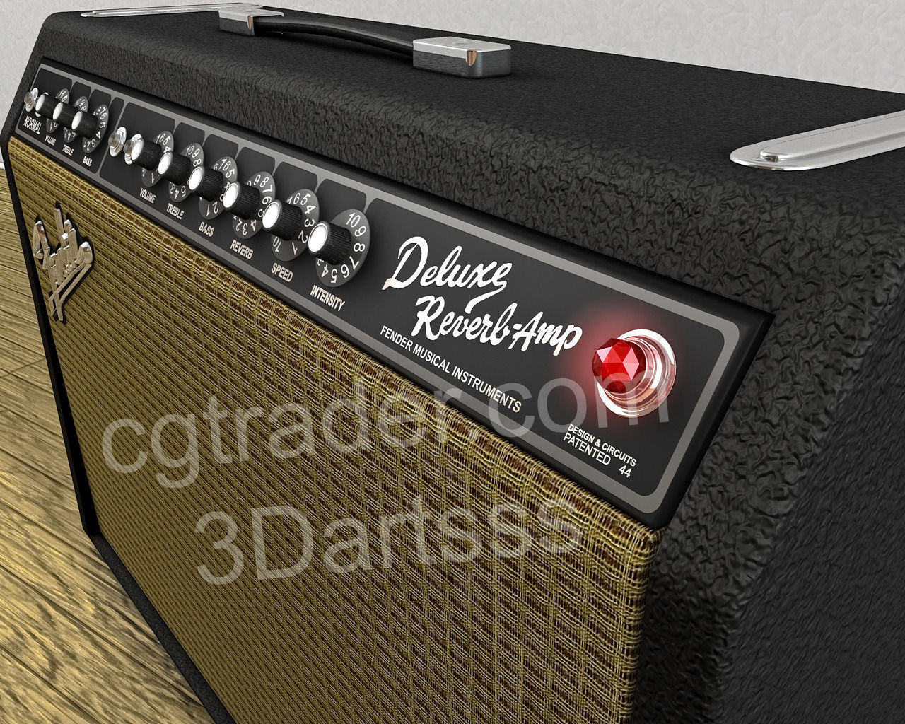 Fender Deluxe Reverb Amp Animated Knobs 3D Model .obj .3ds .fbx .c4d