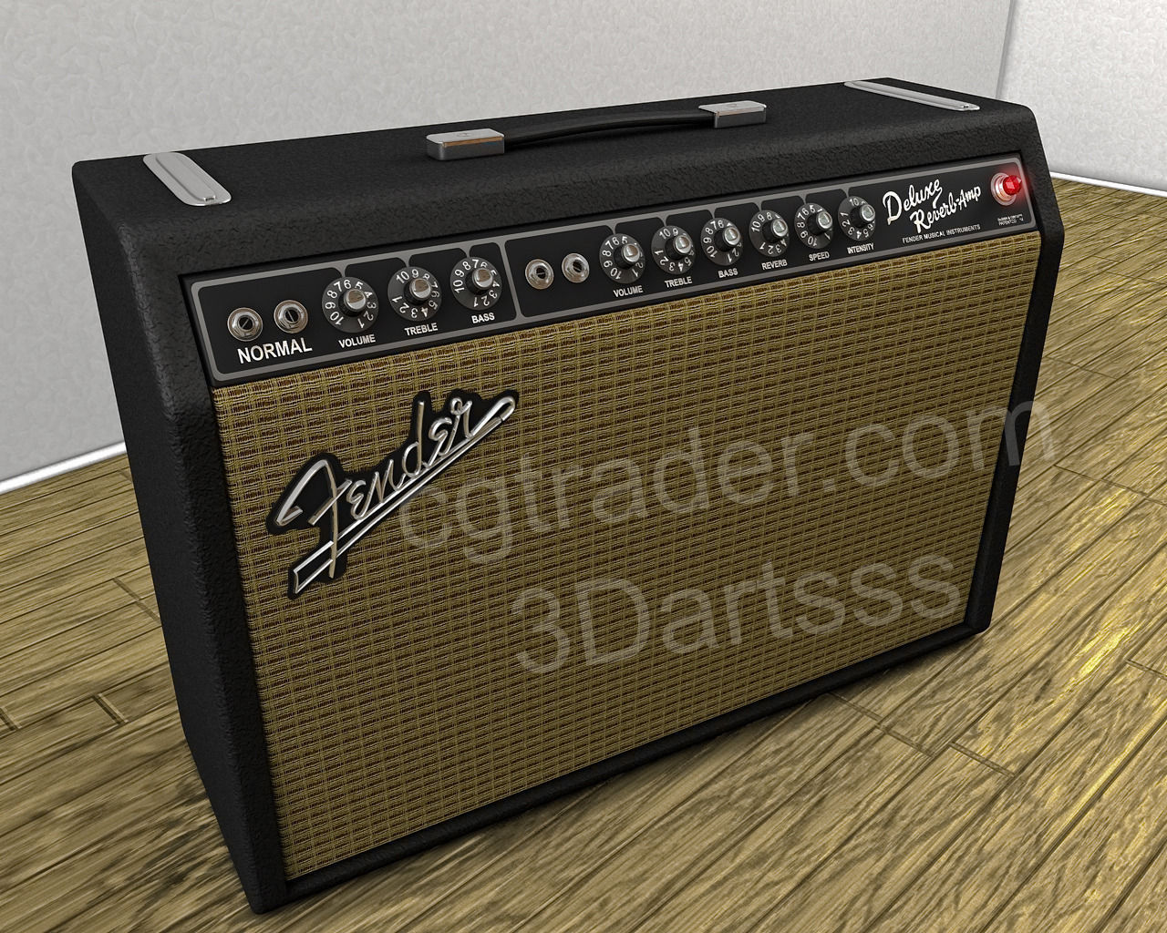 Fender Deluxe Reverb Amp Animated Knobs 3D Model .obj .3ds .fbx .c4d