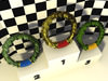 podium and laurel wreaths	