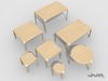 Alvar Aalto X-leg furniture set 3D Model