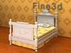 White Wood Bed 3D Model