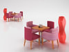 Textile Armchairs set and Lamp  3D Model