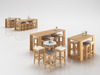 Wooden Scandinavian Tables and Stools 3D Model