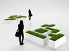 Tetris Style Pots with Grass 3D Model