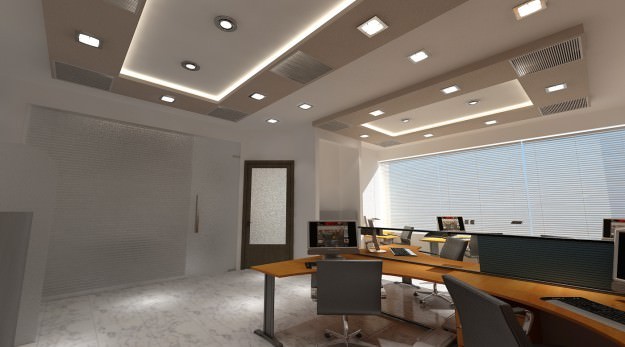 Office Building Interior Scene 3D Model .max .obj .3ds