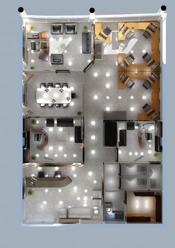 Office Building Interior Scene 3D Model .max .obj .3ds