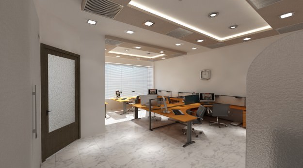 Office Building Interior Scene 3D Model .max .obj .3ds