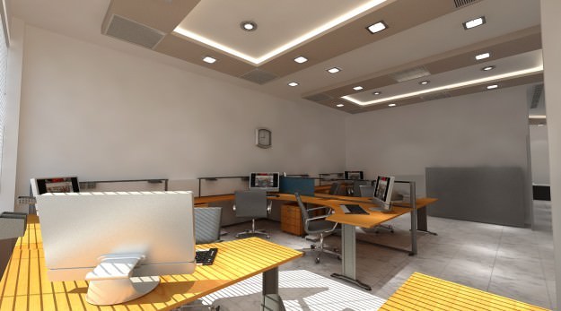 Office Building Interior Scene 3D Model .max .obj .3ds