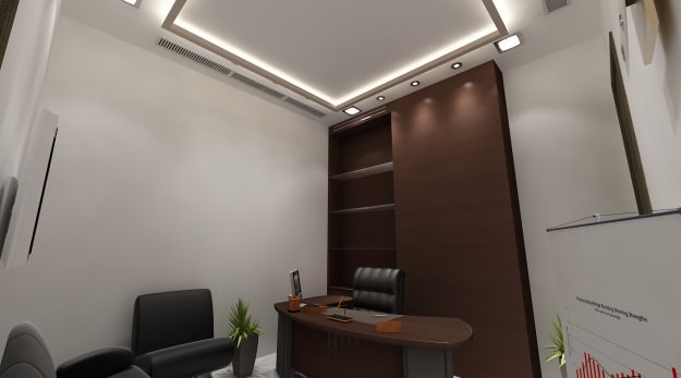 Office Building Interior Scene 3D Model .max .obj .3ds