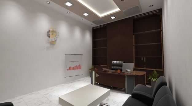 Office Building Interior Scene 3D Model .max .obj .3ds