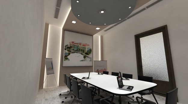 Office Building Interior Scene 3D Model .max .obj .3ds
