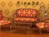 Light Warm Color Living Room Furniture 3D Model