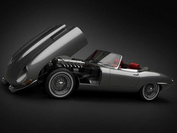 1964 Jaguar E-Type 4.2 Roadster 3D Model .max .obj .3ds .fbx .lwo .lw .lws
