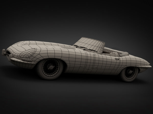 1961 Jaguar E-Type 3.8 Roadster 3D Model .max .obj .3ds .fbx .lwo .lw .lws