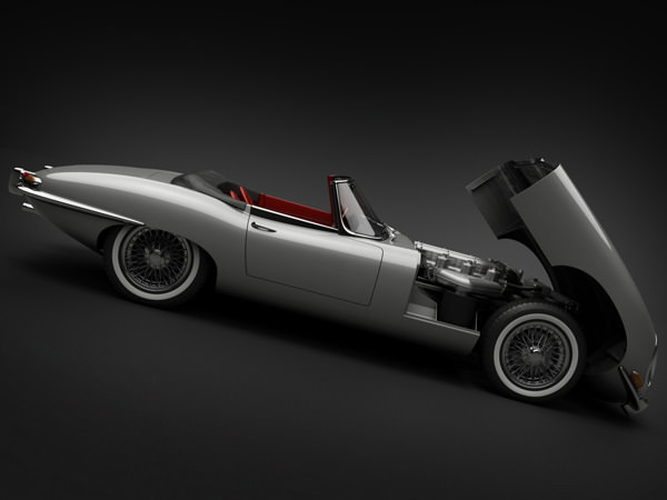1961 Jaguar E-Type 3.8 Roadster 3D Model .max .obj .3ds .fbx .lwo .lw .lws