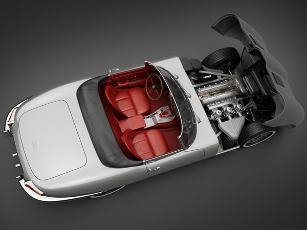 1961 Jaguar E-Type 3.8 Roadster 3D Model .max .obj .3ds .fbx .lwo .lw .lws