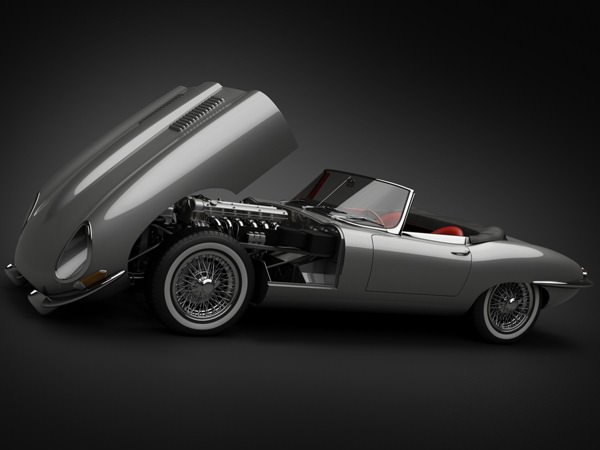 1961 Jaguar E-Type 3.8 Roadster 3D Model .max .obj .3ds .fbx .lwo .lw .lws