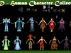 16 Human Character Stock with Mask & Crown 3D Model