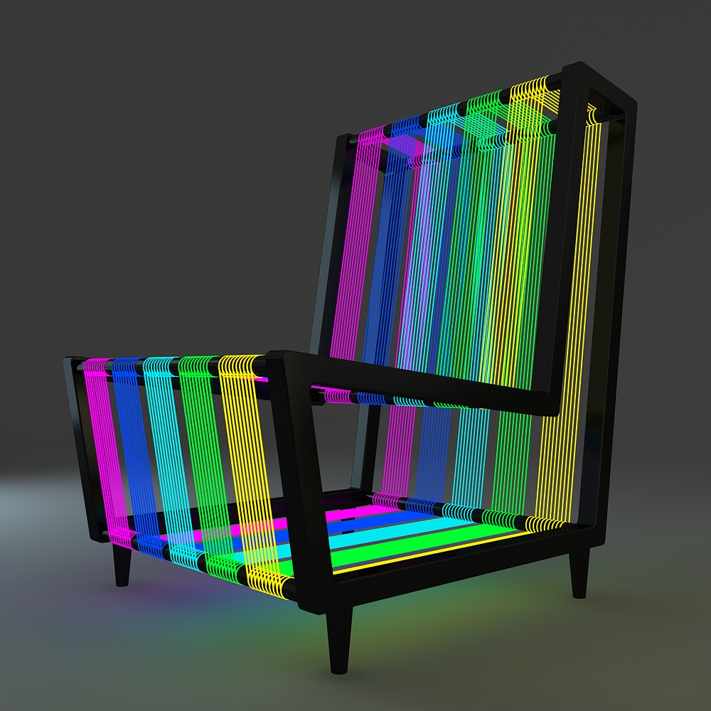 disco chair with neon lights 3D Models