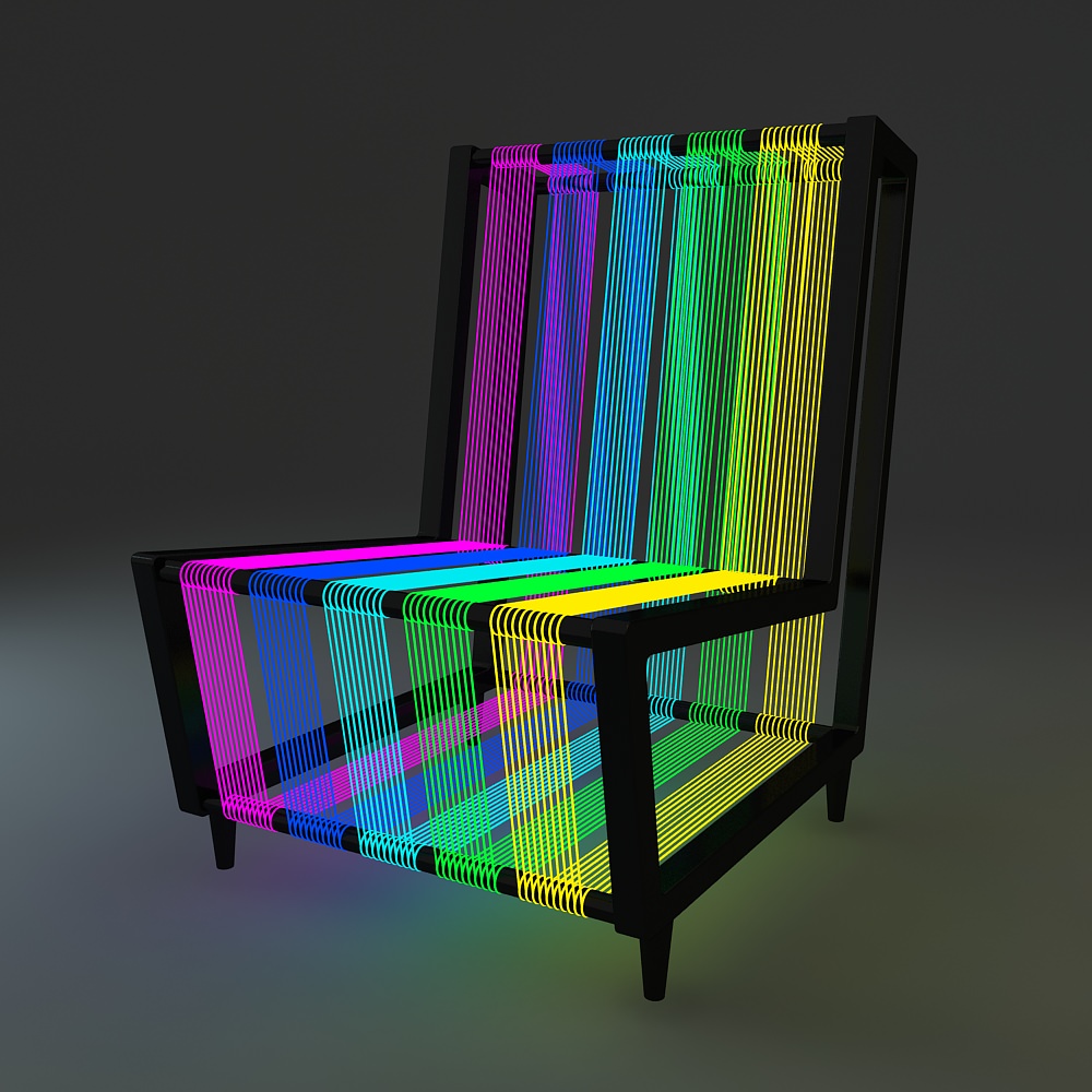 disco chair with neon lights 3D Models