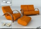 Contemporary Sofa Armchair & Ottoman 15 3D Model