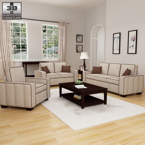 Living Room Furniture 07 Set 3D Model Game ready .max .obj .3ds
