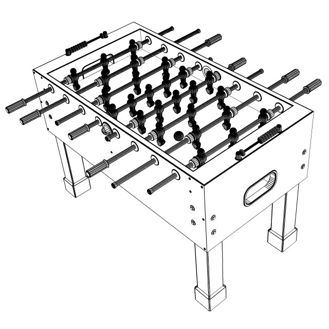 Foosball Table 3D Model .max .obj .3ds .stl .wrl .wrz