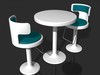 1970s Bar Stool & High Top Table 3D Model
