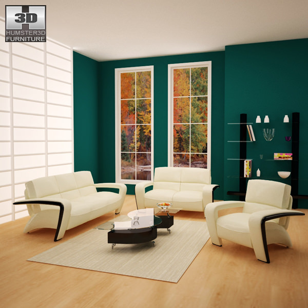 Living Room Furniture 08 Set 3D Model Game ready .max .obj .3ds