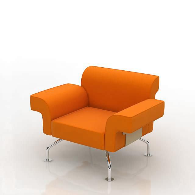 Orange modern armchair 055 am8 3D Model