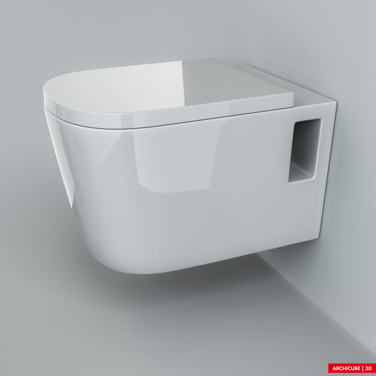 Wallmounted Toilet 02 3D Model .max .obj .fbx