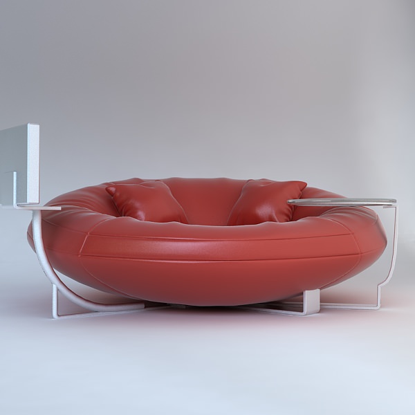 Red leather sofa with pillows 3D Model .max .obj .3ds .fbx - CGTrader.com
