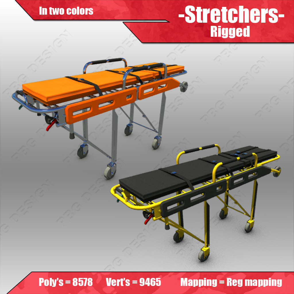 Stretchers Gurneys 3D Model .max .3ds