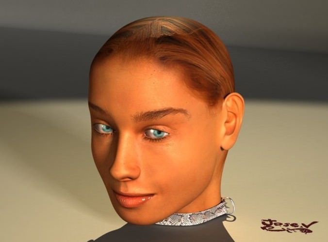 Pretty Female Head 3D Model .max .obj .3ds
