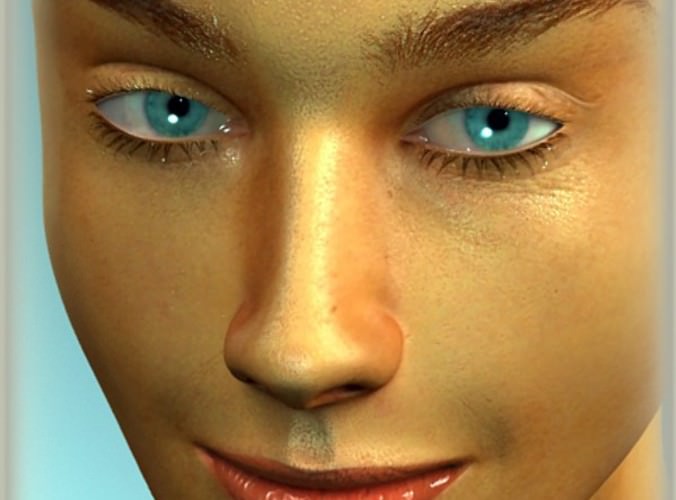 Pretty Female Head 3D Model .max .obj .3ds