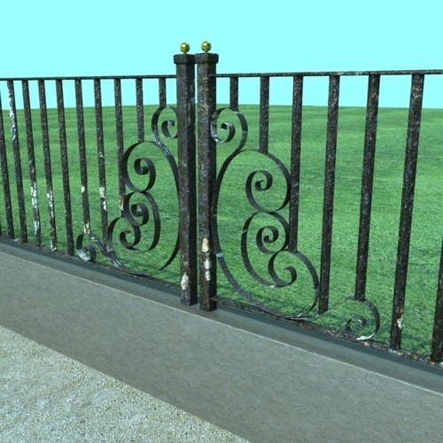 Wrought Iron Fence 01 High res 3D Model .max .obj .3ds .fbx