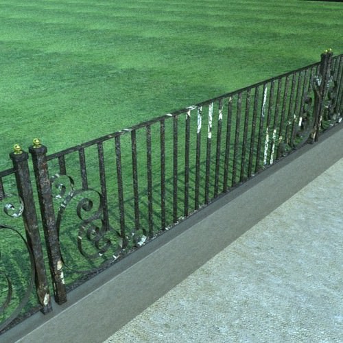 Wrought Iron Fence 01 High res 3D Model .max .obj .3ds .fbx