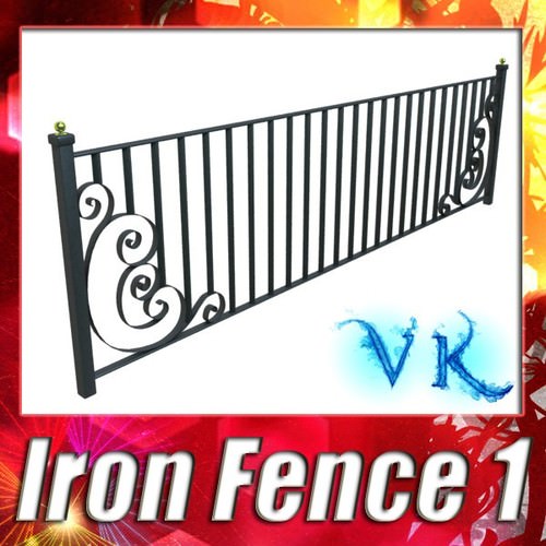 Wrought Iron Fence 01 High res 3D Model .max .obj .3ds .fbx